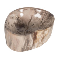 Design Shop Kiena Organic Shaped Carved Petrified Wood Bowl, 8.75"W, Cream