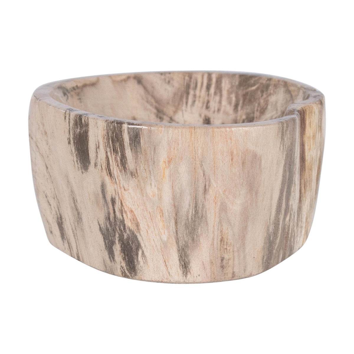 Design Shop Kiena Organic Shaped Carved Petrified Wood Bowl, 8.75"W, Cream