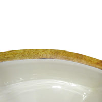 Design Shop Enamel and Mango Wood Boat Bowls, Set of 2, 28.5"W & 24"W, White/Natural