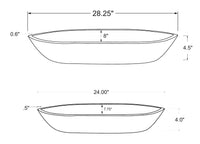 Design Shop Enamel and Mango Wood Boat Bowls, Set of 2, 28.5"W & 24"W, White/Natural