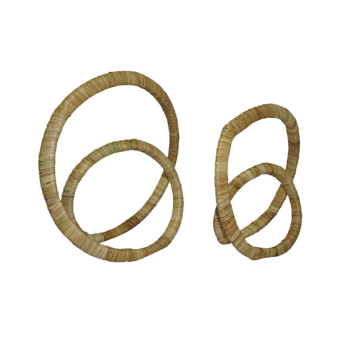 Design Shop Rattan Wrapped Infinity Sculpture, 10"H & 13"H, Set of 2, Natural