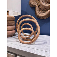 Design Shop Rattan Wrapped Infinity Sculpture, 10"H & 13"H, Set of 2, Natural