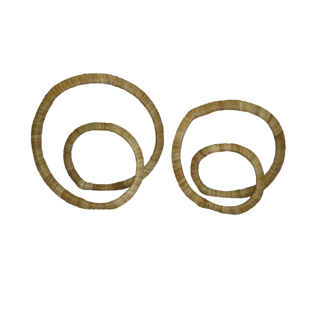 Design Shop Rattan Wrapped Infinity Sculpture, 10"H & 13"H, Set of 2, Natural