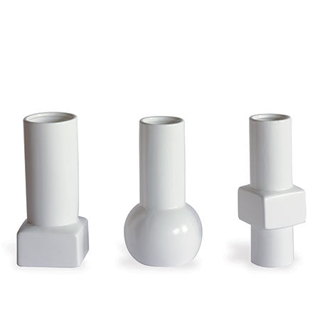 Port 68 Deco White Vases (Set Of 3)