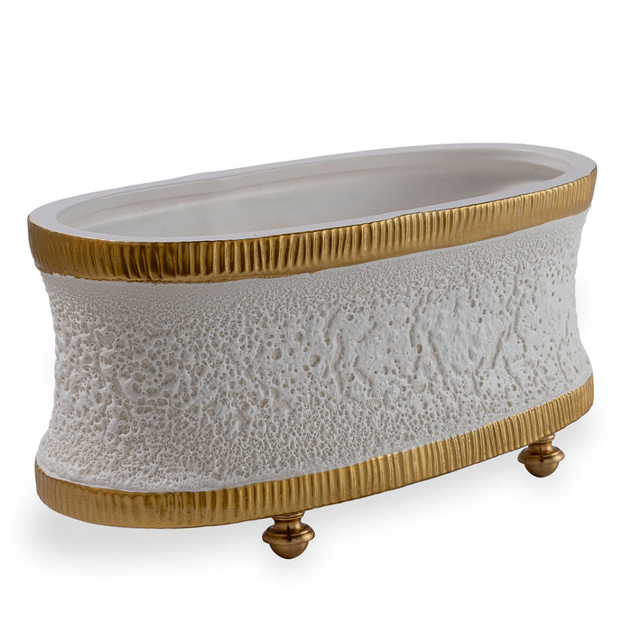 Port 68 Bruner Cream Oval Planter
