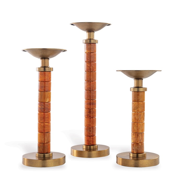 Port 68 Jade Garden Amber Candlesticks (set/3)