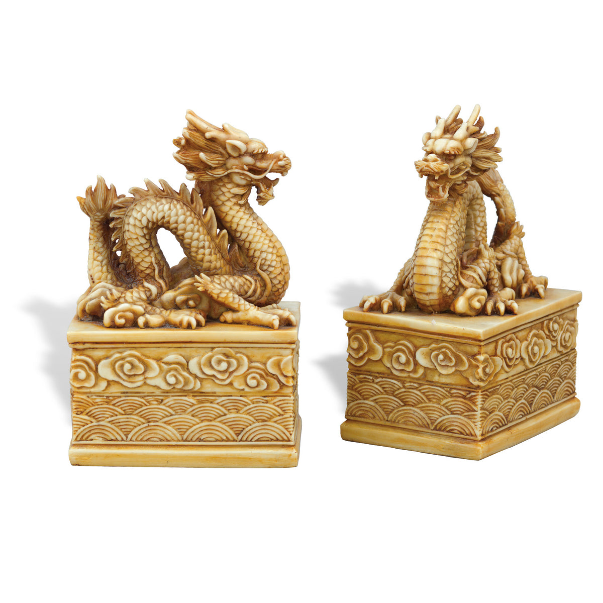 Port 68 Dragon Ivory Bookeneds/set Of 2  8"H