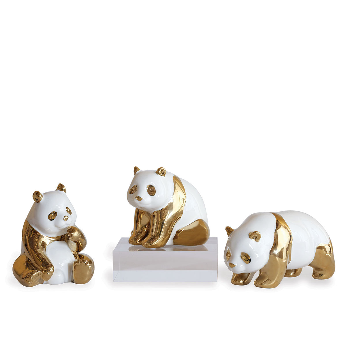 Port 68 Panda Cream Objects (set Of 3)