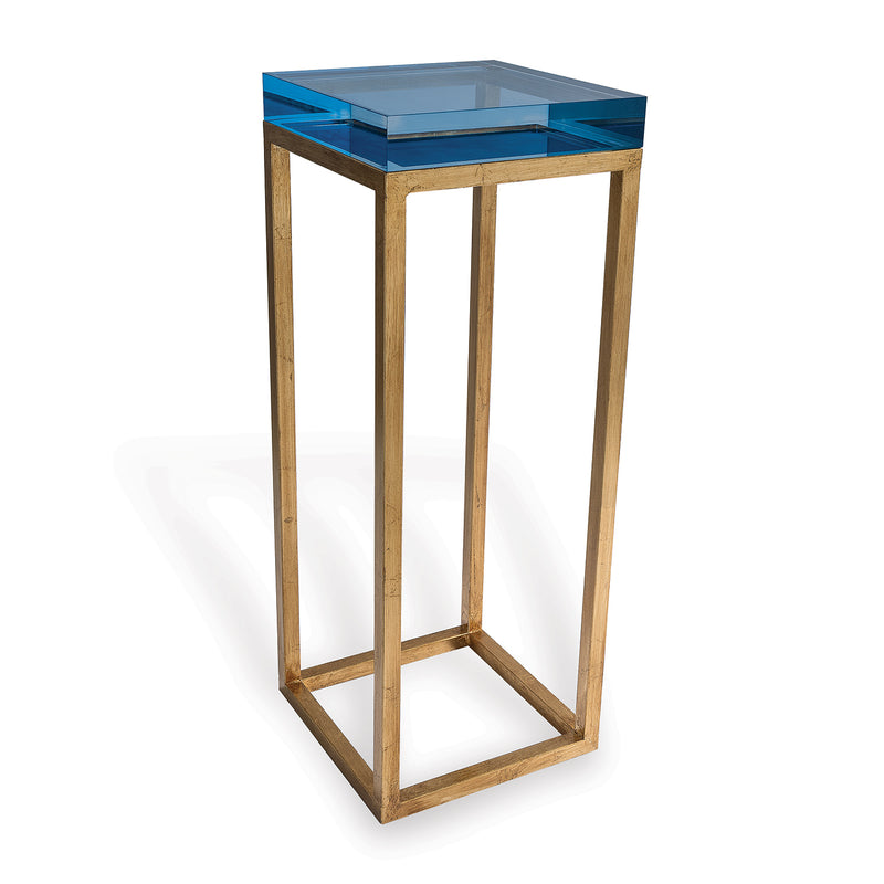 Port 68 Drake Lucite Blue Table / Gold