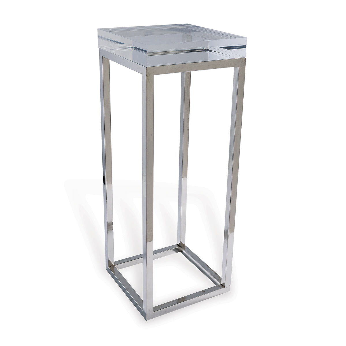 Port 68 Drake Lucite Clear Table / Nickel
