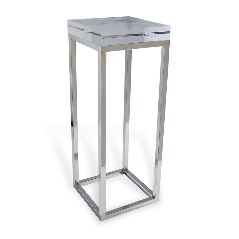 Port 68 Drake Lucite Clear Table / Nickel
