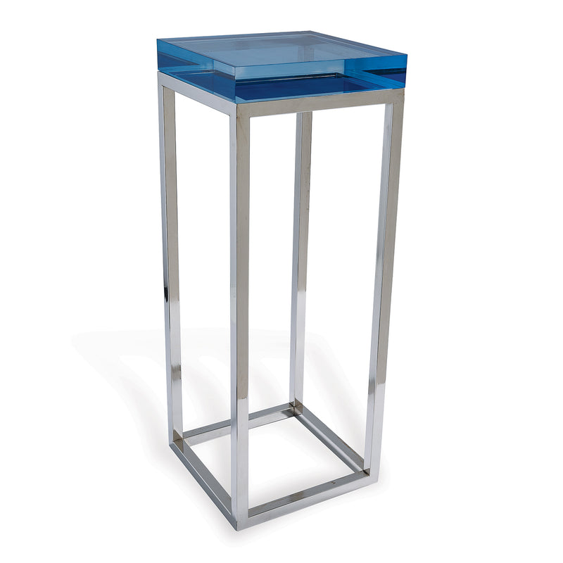 Port 68 Drake Lucite Blue Table / Nickel