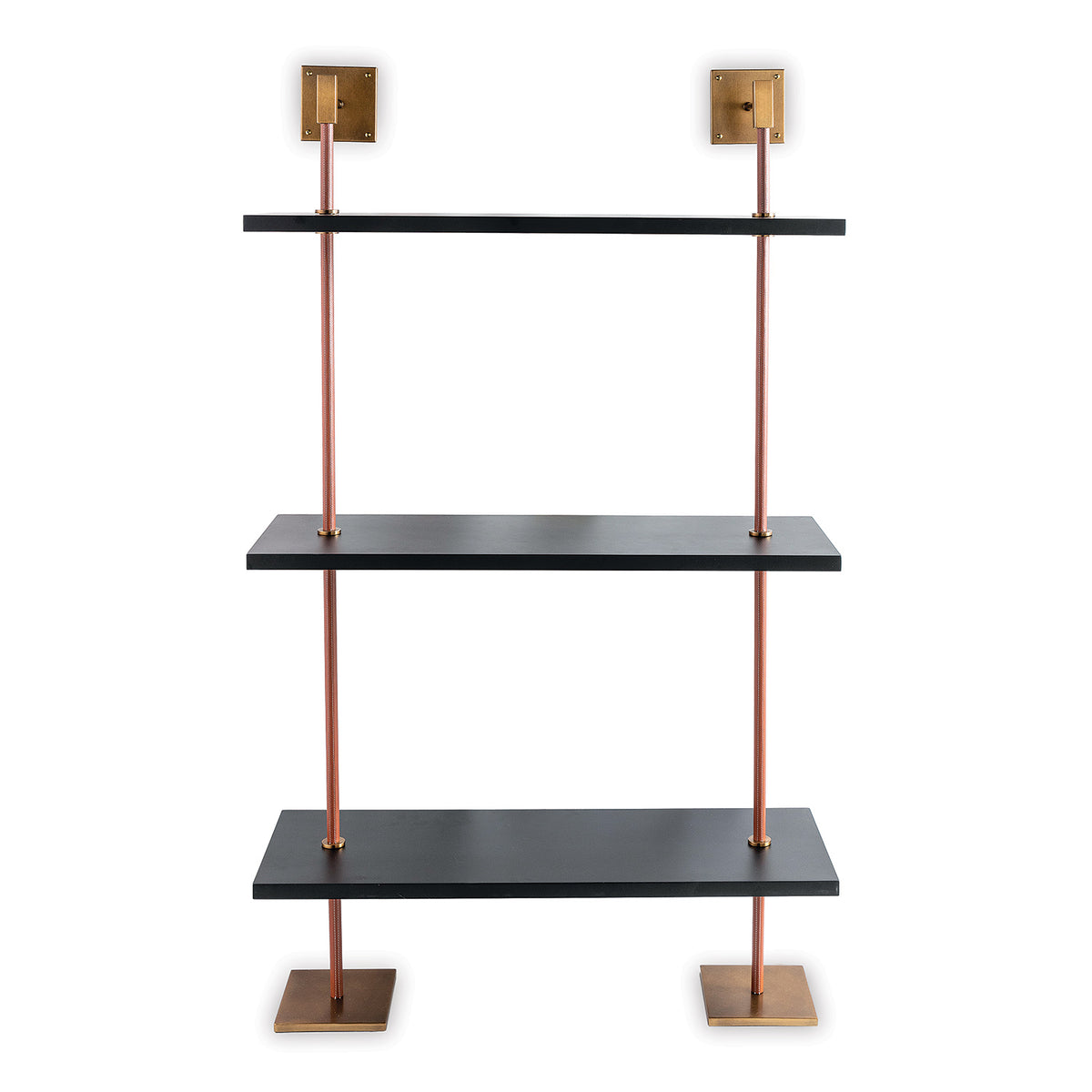 Port 68 Arnold 3 Tier Black/aged Brass Shelf 36"W