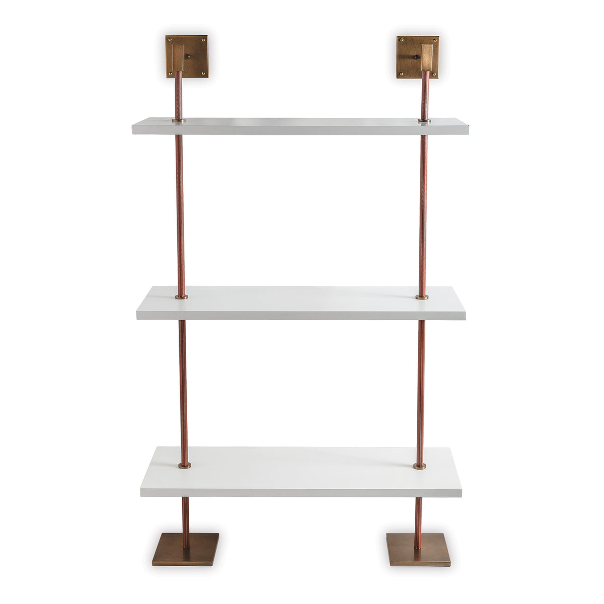 Port 68 Arnold 3-tier White/aged Brass Shelf 36"W