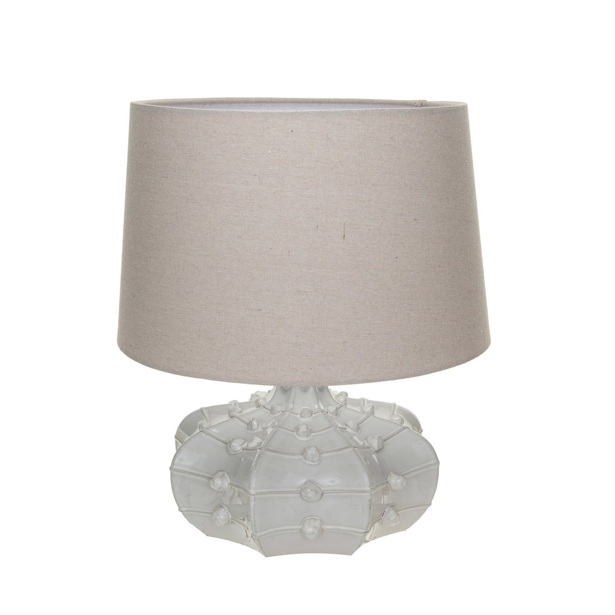 Design Shop Stoneware Hobnail Fluted Table Lamp w/ Linen Shade