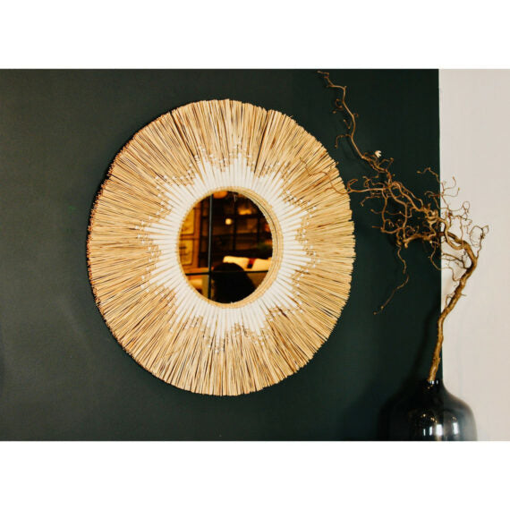 Design Shop Sadira Sea Grass Round Mirror, 30"W, Natural