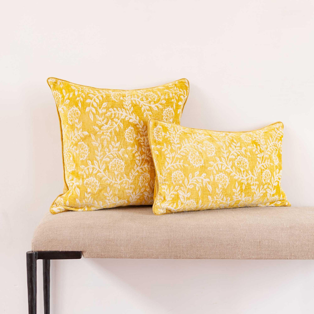 Design Shop Isadora Jacquard Lumbar Pillow, Yellow, 21"W