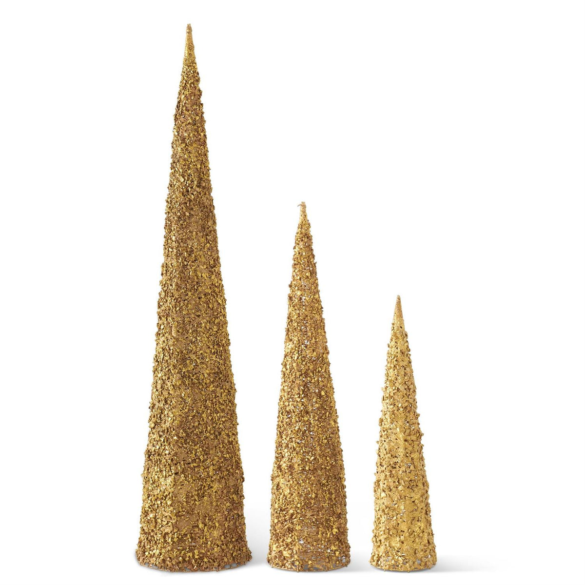 Design Shop Set of 3 Gold Wire Lace Cone Trees