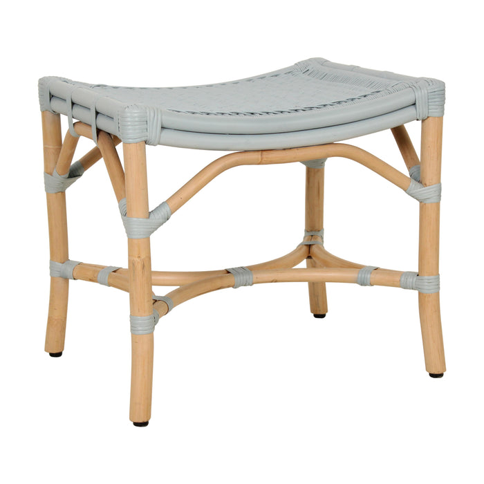Design Shop Winston Rattan Stool With Woven Seat, 21.25"W, Blue/Natural