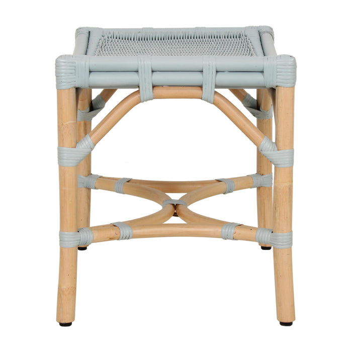 Design Shop Winston Rattan Stool With Woven Seat, 21.25"W, Blue/Natural