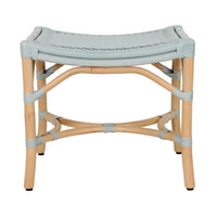 Design Shop Winston Rattan Stool With Woven Seat, 21.25"W, Blue/Natural