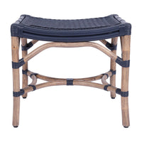 Design Shop Winston Rattan Stool With Woven Seat, 21.25"W, Navy/Antique Natural