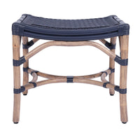 Design Shop Winston Rattan Stool With Woven Seat, 21.25"W, Navy/Antique Natural