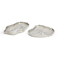 Design Shop Tree Ring Nickel Plated Tray - Recycled Aluminum, Set of 2.