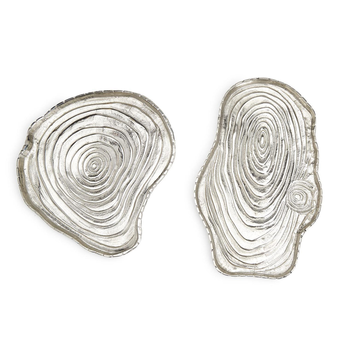 Design Shop Tree Ring Nickel Plated Tray - Recycled Aluminum, Set of 2.