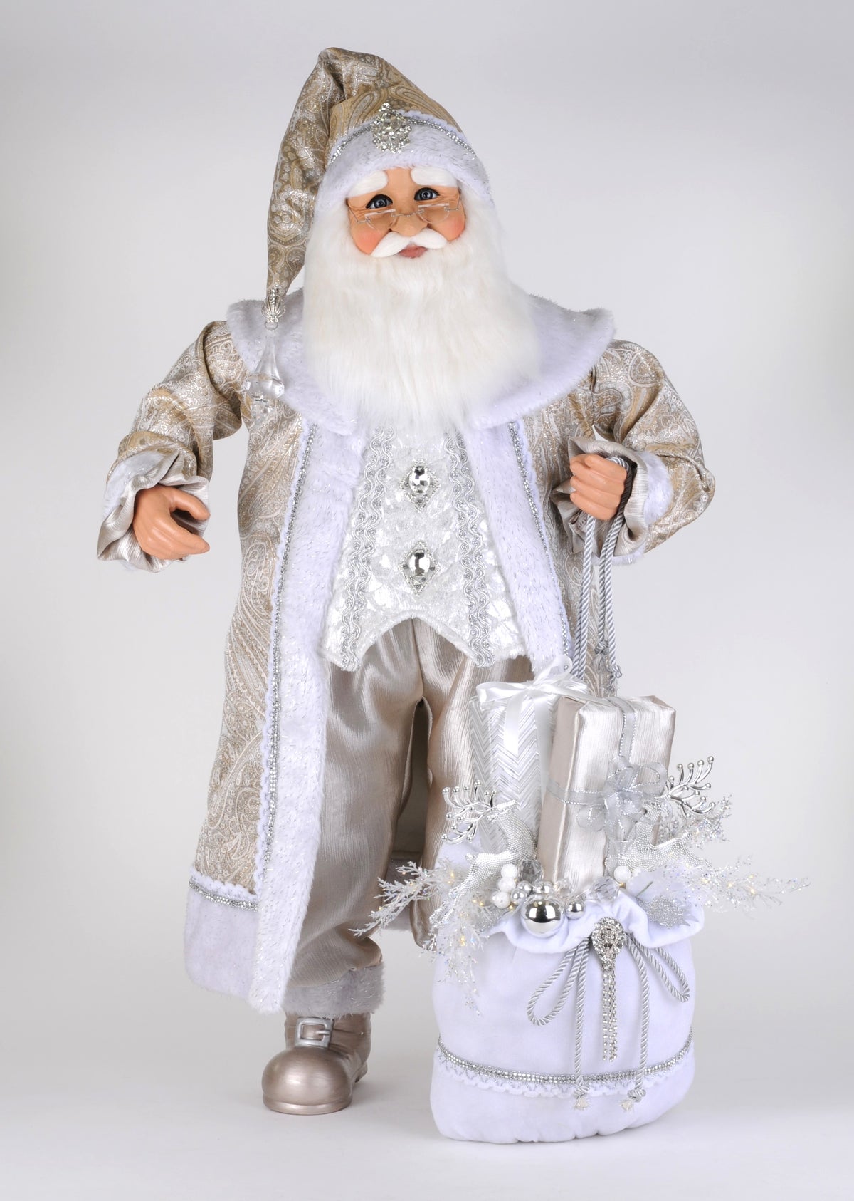 Karen Didion Lighted White Elegance Santa