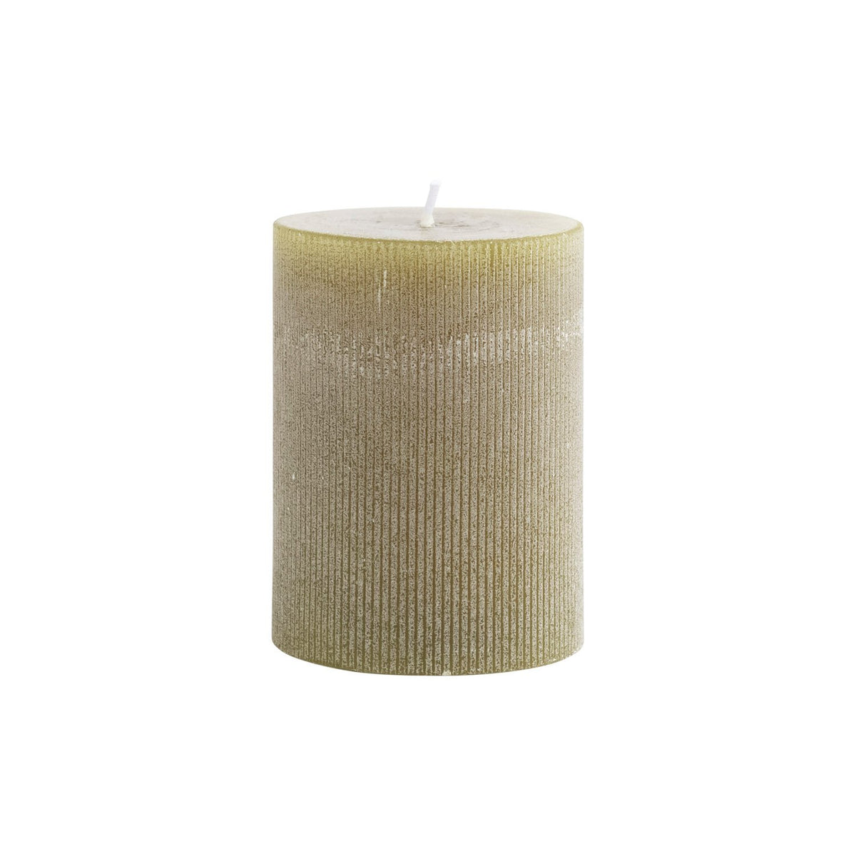 Design Shop 3" Round x 4"H Unscented Pleated Pillar Candle, Olive
