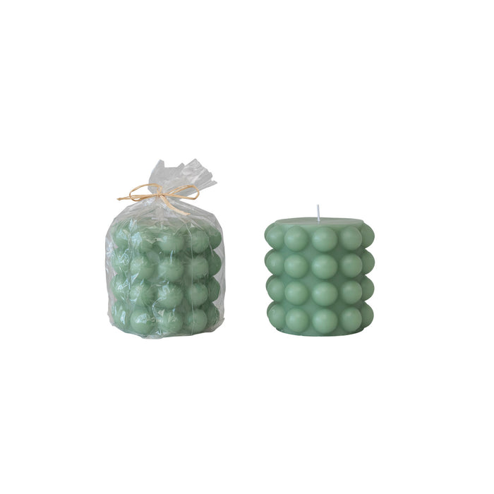 Design Shop Unscented Hobnail Pillar Candle, Mint Color (Approximate Burn Time 80 Hours)