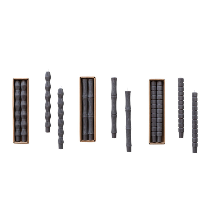 Design Shop Set of 2 10-1/4"H Unscented Bamboo Shaped Candle,Charcoal, Set of 3 boxes with 2 candles each.