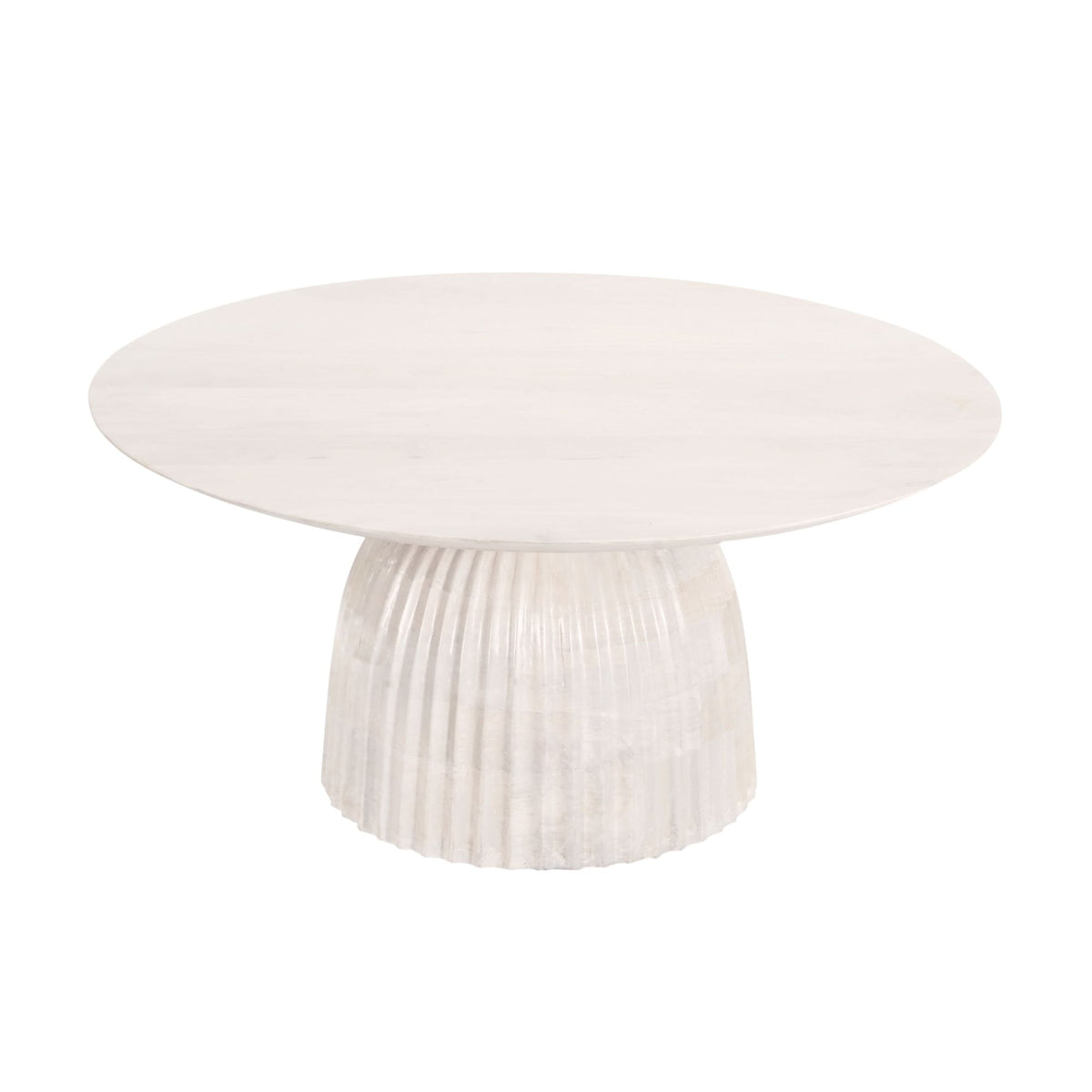 Design Shop Clara Scalloped Base Coffee Table, 33"W, White Wood