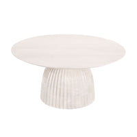 Design Shop Clara Scalloped Base Coffee Table, 33"W, White Wood