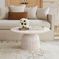 Design Shop Clara Scalloped Base Coffee Table, 33"W, White Wood