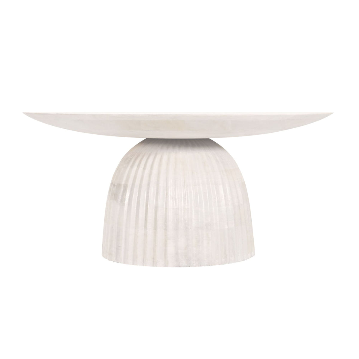 Design Shop Clara Scalloped Base Coffee Table, 33"W, White Wood