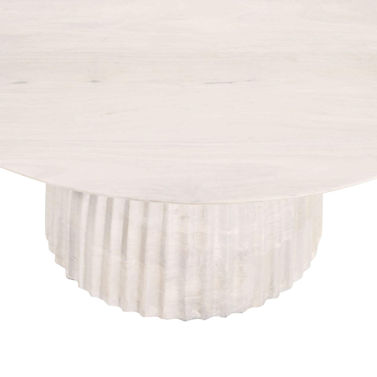 Design Shop Clara Scalloped Base Coffee Table, 33"W, White Wood