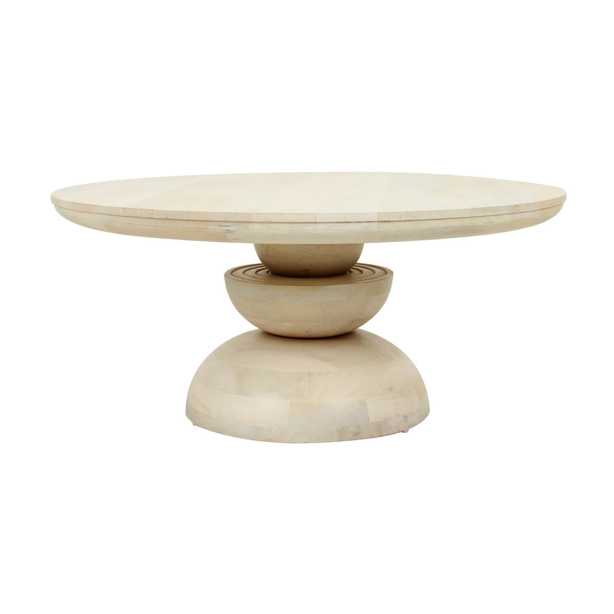 Design Shop Round Abstract Sphere Pedestal Coffee Table, 35"W, Whitewash
