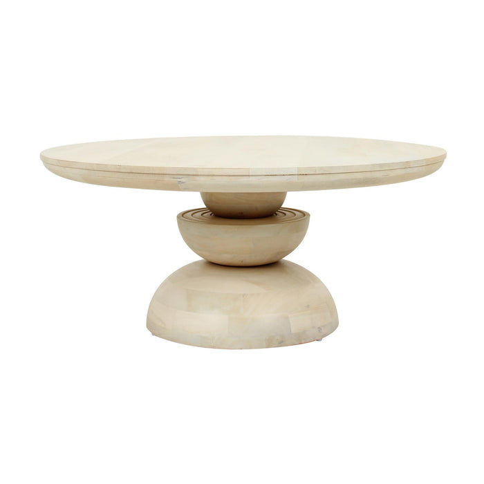 Design Shop Round Abstract Sphere Pedestal Coffee Table, 35"W, Whitewash