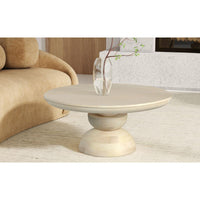 Design Shop Round Abstract Sphere Pedestal Coffee Table, 35"W, Whitewash