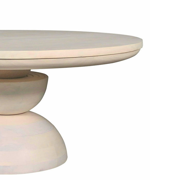 Design Shop Round Abstract Sphere Pedestal Coffee Table, 35"W, Whitewash