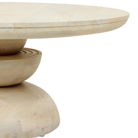Design Shop Round Abstract Sphere Pedestal Coffee Table, 35"W, Whitewash
