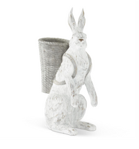 22.5" Whitewashed Resin Bunny with Open Basket