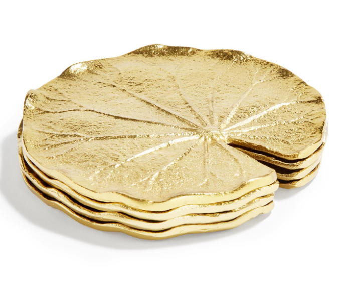 Set of 4 Golden Lily Leaf Coaster