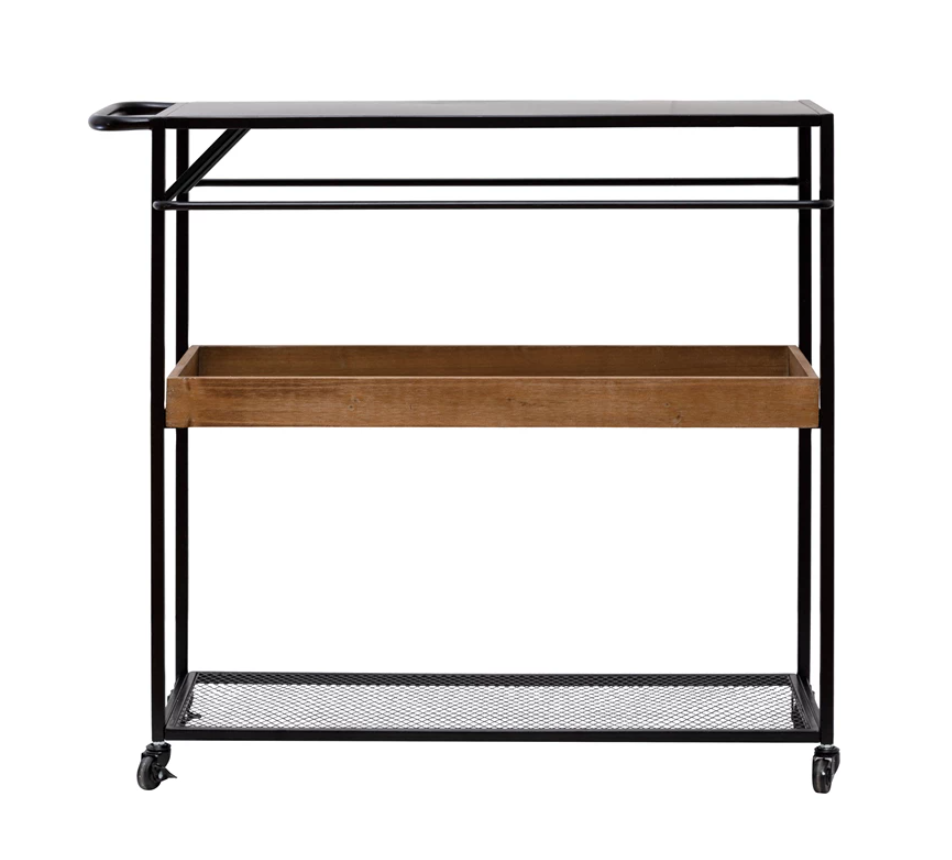 Metal 3-Tier Bar Cart with MDF Shelf