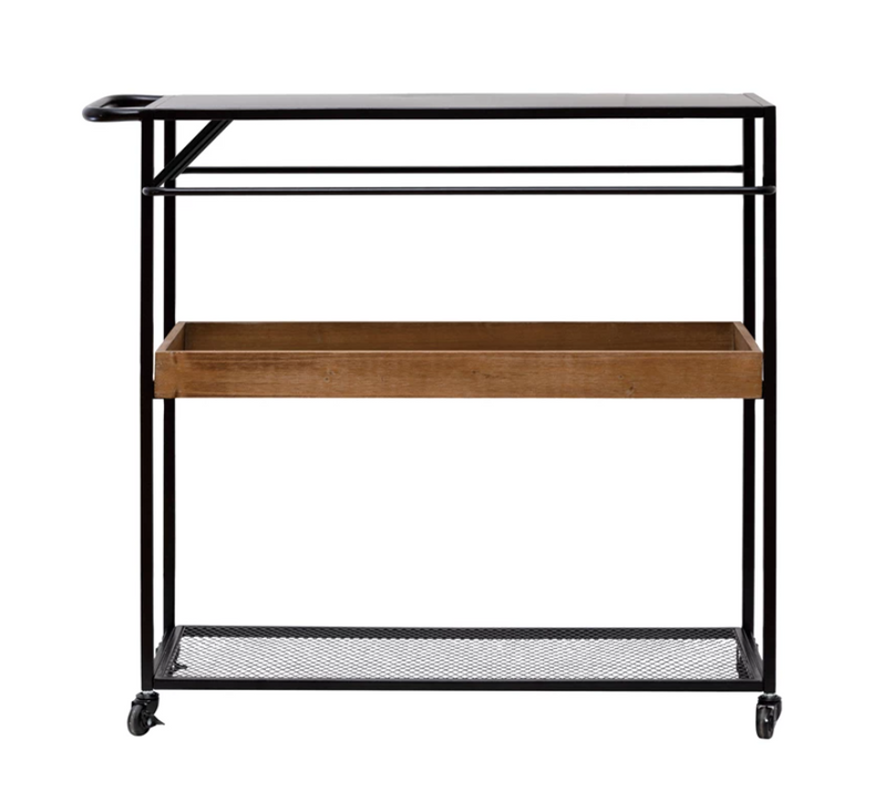 Metal 3-Tier Bar Cart with MDF Shelf
