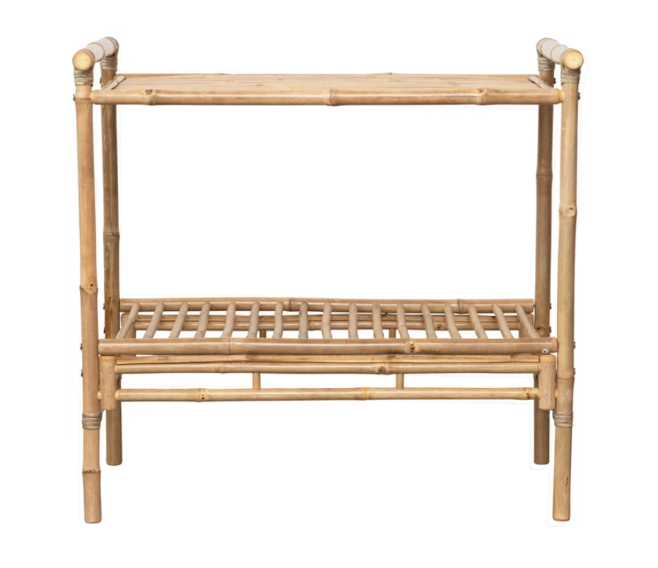 Bamboo 2-Tier Shelf with Bottom Slatted Shelf