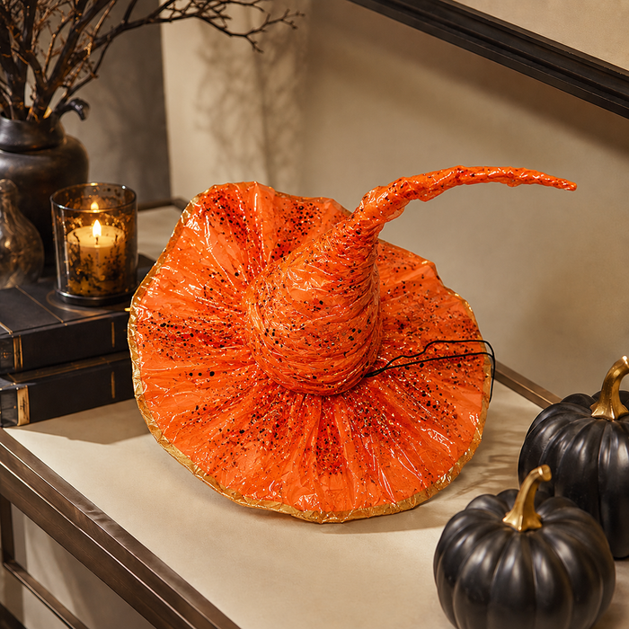 Design Shop 11.5"x6" Witch's Hat, Black & Orange