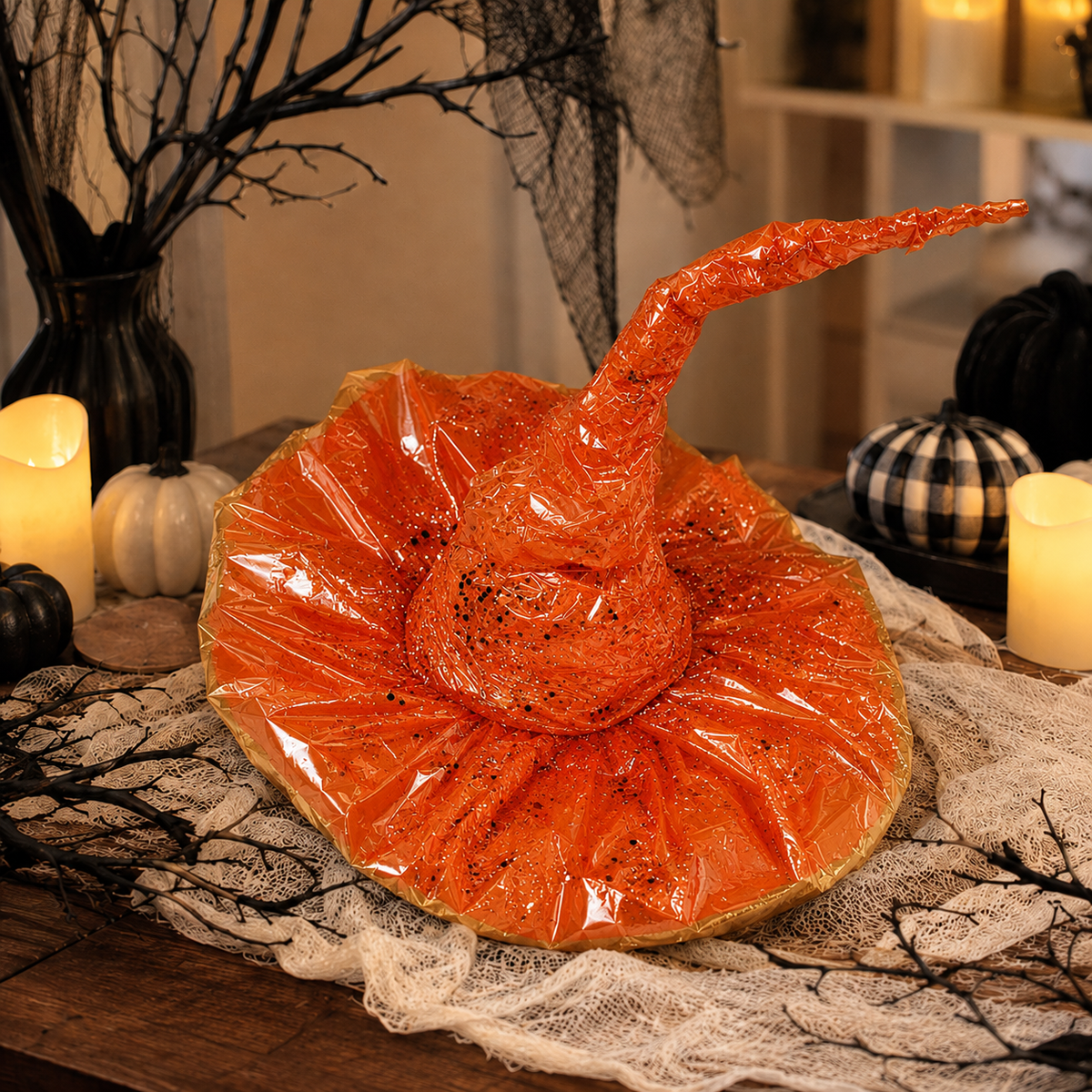 Design Shop 11.5"x6" Witch's Hat, Black & Orange